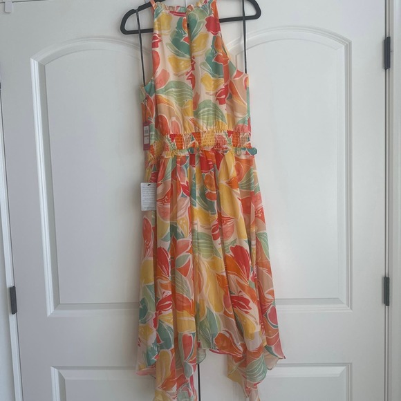 Vince Camuto NWT Size 12 Sleeveless Chiffon Vibrant Multicolor Midi Dress - Picture 7 of 8